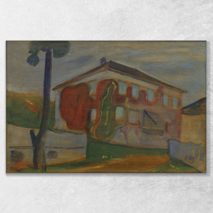 Casa Con La Pianta Rampicante Rossa Della Virginia Edvard Munch em147 quadro stampato su tela