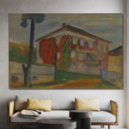 Casa Con La Pianta Rampicante Rossa Della Virginia Edvard Munch em147 quadro stampato su tela