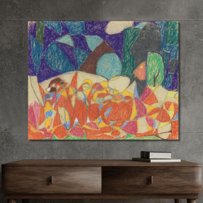 Gruppo Di Figure Tra Forme Viola-Verdi Adolf Hölzel ahl18 quadro stampato su tela