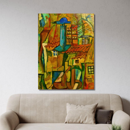 Mulini A Vento Filo Del Telegrafo Amadeo de Souza-Cardoso asc35 quadro stampato su tela