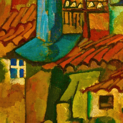 Mulini A Vento Filo Del Telegrafo Amadeo de Souza-Cardoso asc35 quadro stampato su tela