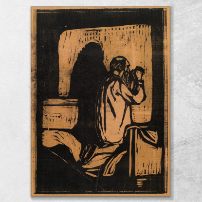 Vecchio Che Prega Edvard Munch em237 quadro stampato su tela