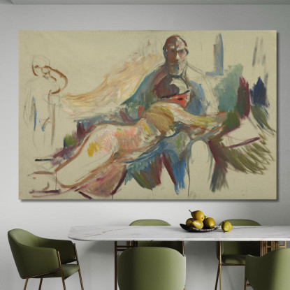 Vecchio Con Donna Nuda In Grembo Edvard Munch em238 quadro stampato su tela