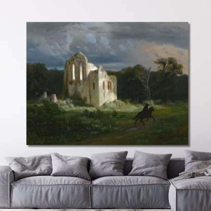 Paesaggio Al Chiaro Di Luna Con Rovine Paesaggio Al Chiaro Di Luna Arnold Böcklin abk28 quadro stampato su tela