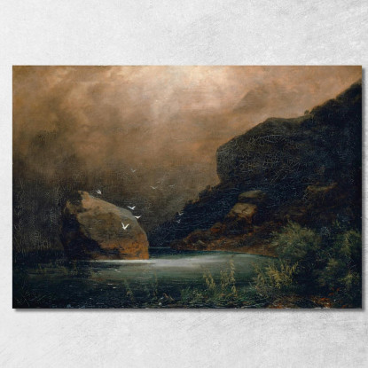 Lago Di Montagna Con Gabbiani Arnold Böcklin abk29 quadro stampato su tela