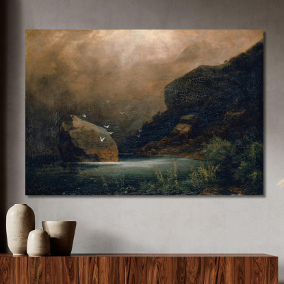 Lago Di Montagna Con Gabbiani Arnold Böcklin abk29 quadro stampato su tela