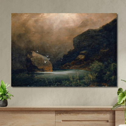 Lago Di Montagna Con Gabbiani Arnold Böcklin abk29 quadro stampato su tela