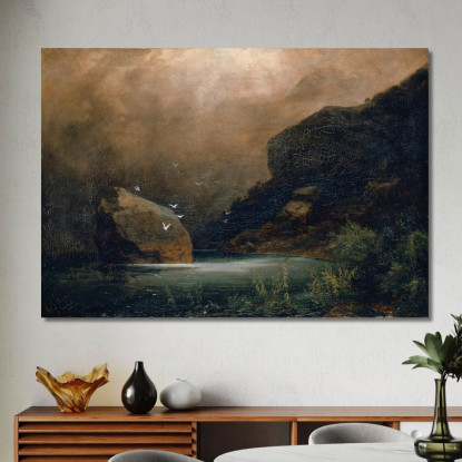 Lago Di Montagna Con Gabbiani Arnold Böcklin abk29 quadro stampato su tela