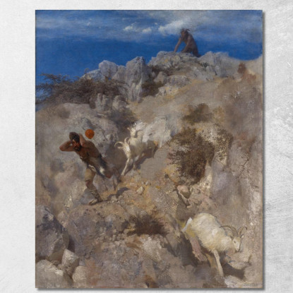 Pan Spaventa Un Pastore Terrorizzato Dal Panico Arnold Böcklin abk37 quadro stampato su tela