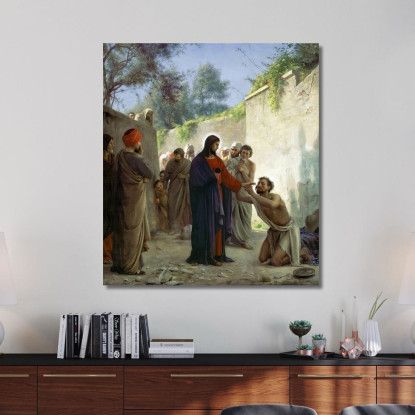 Cristo Guarisce L'Uomo Cieco Carl Bloch cbl8 quadro stampato su tela