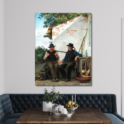 Una Conversazione Tra Due Pescatori Carl Bloch cbl16 quadro stampato su tela