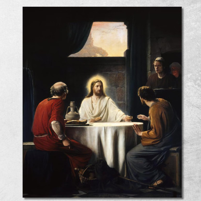 Cena Ad Emaus Carl Bloch cbl25 quadro stampato su tela