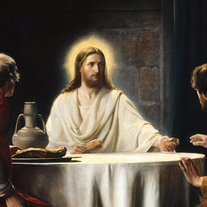 Cena Ad Emaus Carl Bloch cbl25 quadro stampato su tela