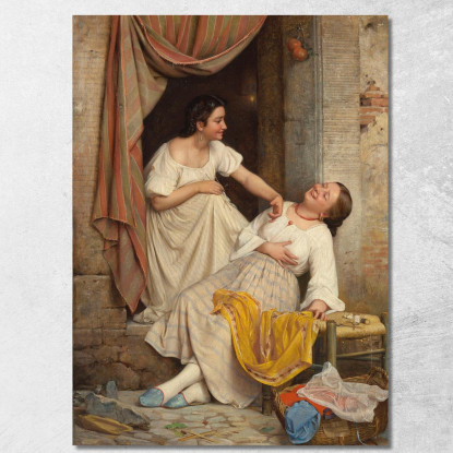 A Leende Piger Due Ragazze Sorridenti Carl Bloch cbl35 quadro stampato su tela