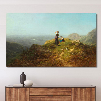Vista Sulla Valle Due Ragazze Su Un Alpeggio Carl Spitzweg csp6 quadro stampato su tela
