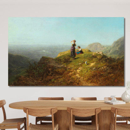 Vista Sulla Valle Due Ragazze Su Un Alpeggio Carl Spitzweg csp6 quadro stampato su tela