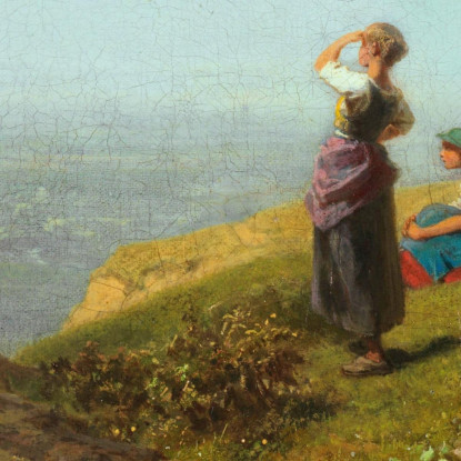 Vista Sulla Valle Due Ragazze Su Un Alpeggio Carl Spitzweg csp6 quadro stampato su tela