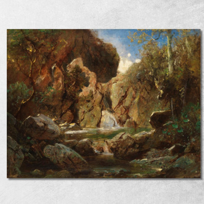 Bacino Roccioso Con Acque Bianche Carl Spitzweg csp23 quadro stampato su tela