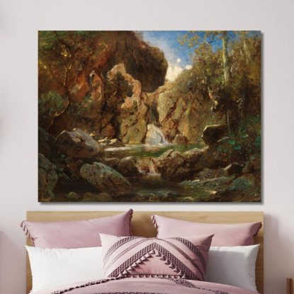 Bacino Roccioso Con Acque Bianche Carl Spitzweg csp23 quadro stampato su tela