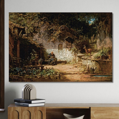 Eremita Che Ripara Le Sue Reti Carl Spitzweg csp30 quadro stampato su tela