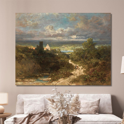 Paesaggio Con Fiume Carl Spitzweg csp38 quadro stampato su tela