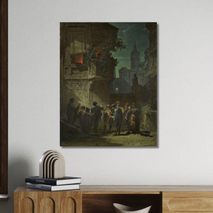 Serenata Spagnola Carl Spitzweg csp48 quadro stampato su tela