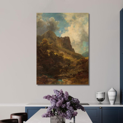 Talschlucht Con Sennerin Carl Spitzweg csp55 quadro stampato su tela