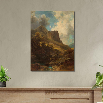 Talschlucht Con Sennerin Carl Spitzweg csp55 quadro stampato su tela