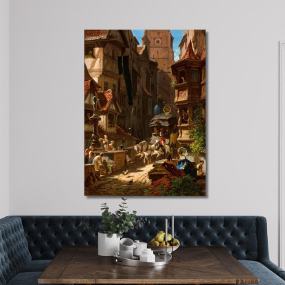 L'Arrivo Della Diligenza Carl Spitzweg csp57 quadro stampato su tela
