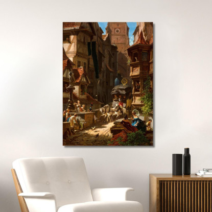 L'Arrivo Della Diligenza Carl Spitzweg csp57 quadro stampato su tela
