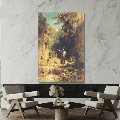 Il Pescatore Carl Spitzweg csp59 quadro stampato su tela