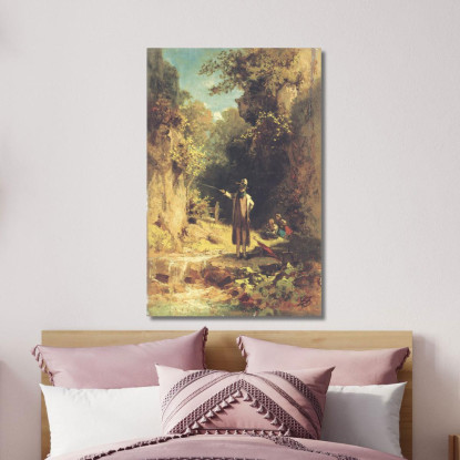 Il Pescatore Carl Spitzweg csp59 quadro stampato su tela