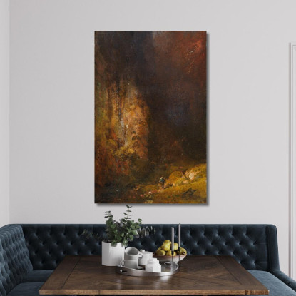 Escursionisti Nella Gola Della Montagna Durante Un Temporale Carl Spitzweg csp65 quadro stampato su tela