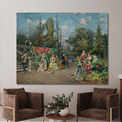 Scena Di Menestrello Alla Corte Veneziana Cesare Auguste Detti cad27 quadro stampato su tela