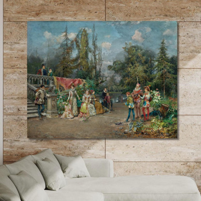 Scena Di Menestrello Alla Corte Veneziana Cesare Auguste Detti cad27 quadro stampato su tela