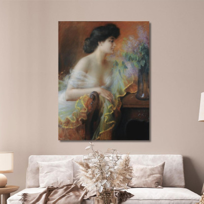 Donna Con Profumo Di Lilla Delphin Enjolras dej8 quadro stampato su tela