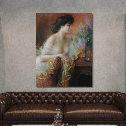 Donna Con Profumo Di Lilla Delphin Enjolras dej8 quadro stampato su tela