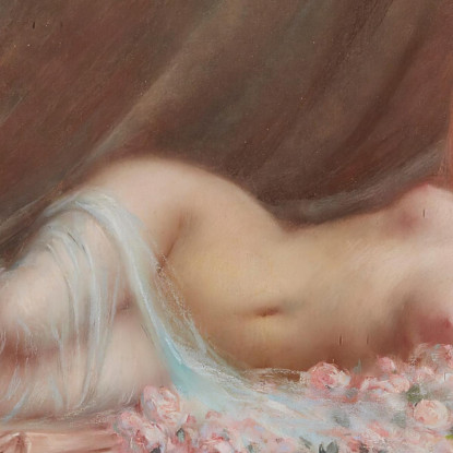 Nudo Con Rose Delphin Enjolras dej26 quadro stampato su tela