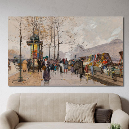 Quai Voltaire Eugène Galien-Laloue egl65 quadro stampato su tela