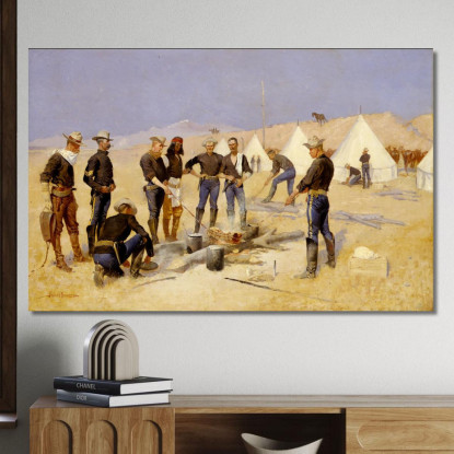 Arrostire Il Manzo Di Natale In Un Campo Di Cavalleria Frederic Remington frm32 quadro stampato su tela