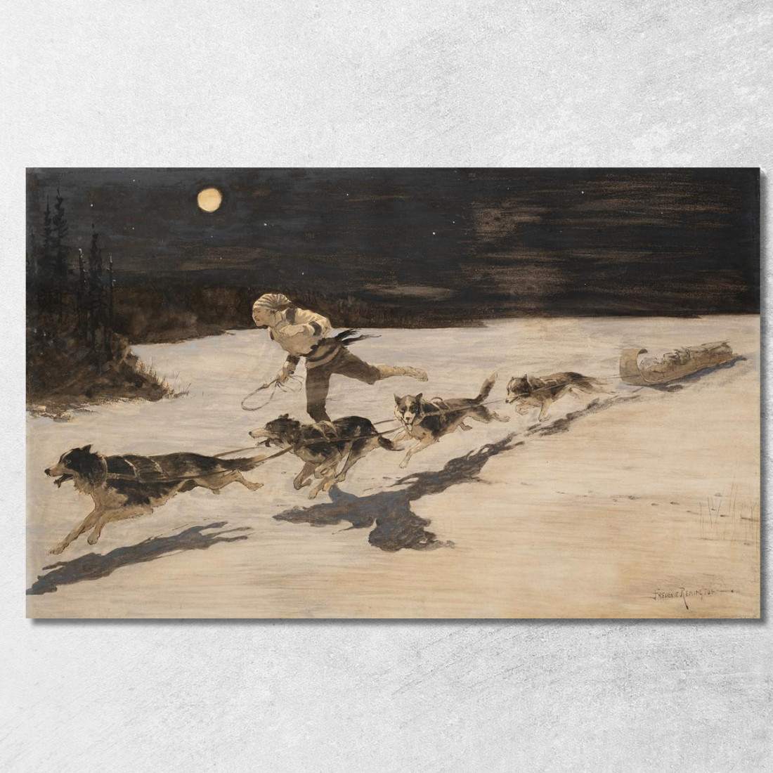 I Cani Huskie Sull'Autostrada Ghiacciata Parlano Di Zucca Muschiata Frederic Remington frm67 quadro stampato su tela