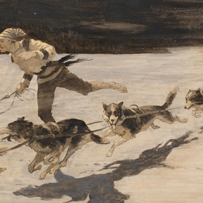 I Cani Huskie Sull'Autostrada Ghiacciata Parlano Di Zucca Muschiata Frederic Remington frm67 quadro stampato su tela