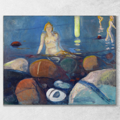 Notte D'Estate. Sirena Edvard Munch em300 quadro stampato su tela