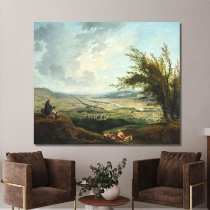 Un Vasto Paesaggio Vicino A Parigi Hubert Robert hrb19 quadro stampato su tela