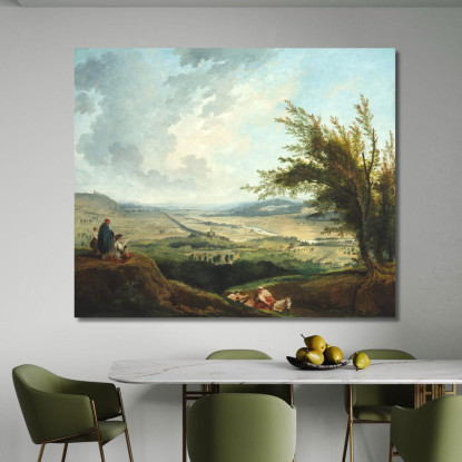 Un Vasto Paesaggio Vicino A Parigi Hubert Robert hrb19 quadro stampato su tela
