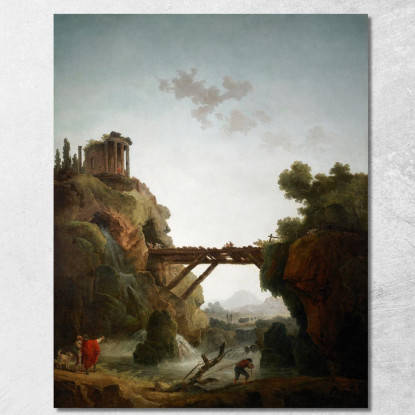 Fantastica Vista Di Tivoli Hubert Robert hrb35 quadro stampato su tela