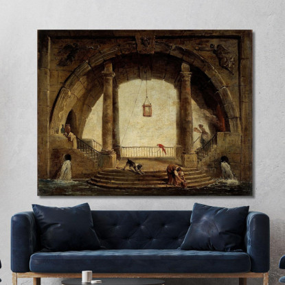 La Fontana Hubert Robert hrb52 quadro stampato su tela