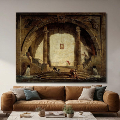 La Fontana Hubert Robert hrb52 quadro stampato su tela