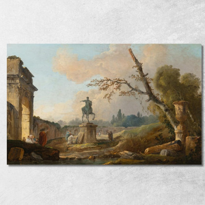 Paesaggio Con Rovine E Statua Di Marco Aurelio Hubert Robert hrb57 quadro stampato su tela