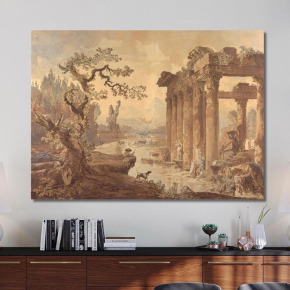 Paesaggio Con Rovine Hubert Robert hrb58 quadro stampato su tela